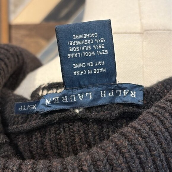 Vintage Ralph Lauren Aztec Wool Cashmere Silk Knit Cardigan Sweater XS - Picture 7 of 9